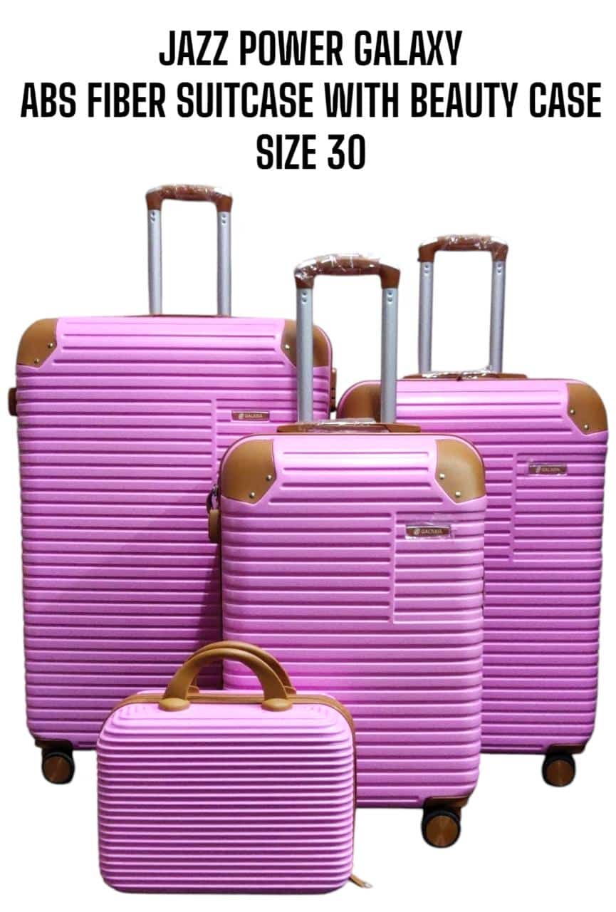 4 IN 1 JAZZ POWER GALAXY DESIGN ABS FIBER SUITCASES (SIZE 30) - 3 Suitcases + 1Beauty Case , High-Quality Fibre Material, Spacious and Organized, Elegant and Professional Look.