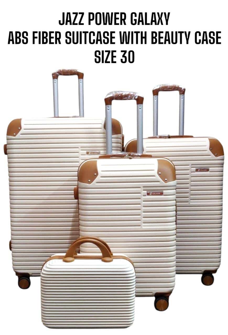 4 IN 1 JAZZ POWER GALAXY DESIGN ABS FIBER SUITCASES (SIZE 30) - 3 Suitcases + 1Beauty Case , High-Quality Fibre Material, Spacious and Organized, Elegant and Professional Look.