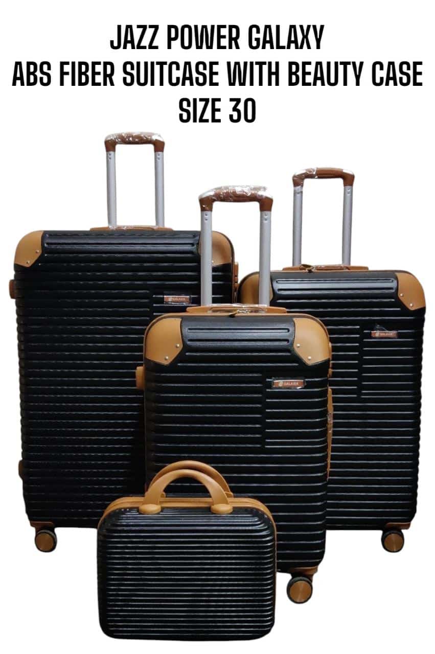 4 IN 1 JAZZ POWER GALAXY DESIGN ABS FIBER SUITCASES (SIZE 30) - 3 Suitcases + 1Beauty Case , High-Quality Fibre Material, Spacious and Organized, Elegant and Professional Look.