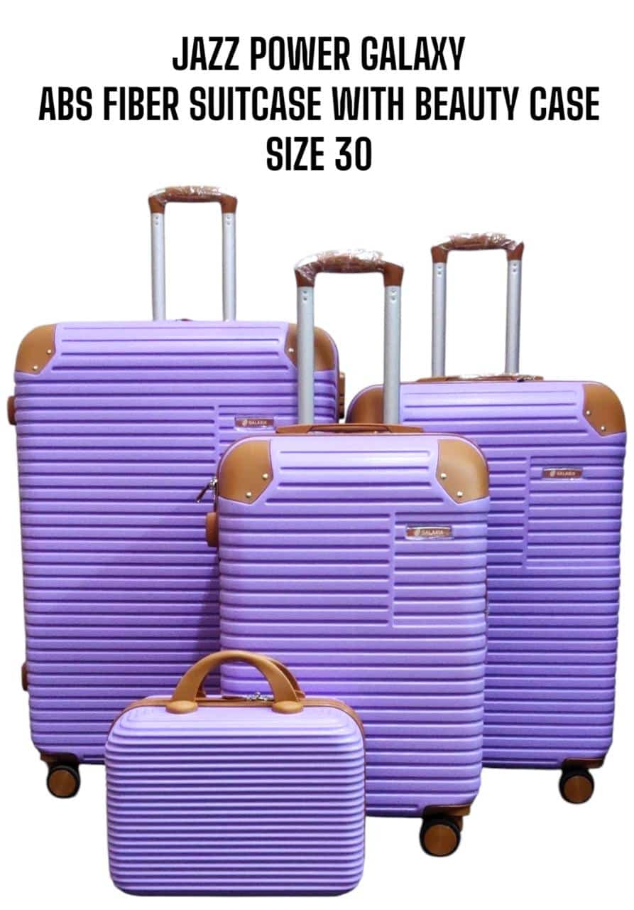 4 IN 1 JAZZ POWER GALAXY DESIGN ABS FIBER SUITCASES (SIZE 30) - 3 Suitcases + 1Beauty Case , High-Quality Fibre Material, Spacious and Organized, Elegant and Professional Look.
