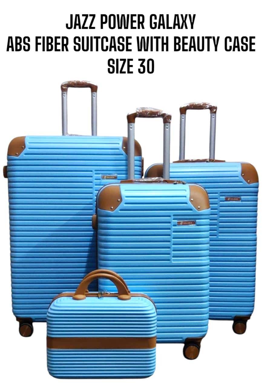 4 IN 1 JAZZ POWER GALAXY DESIGN ABS FIBER SUITCASES (SIZE 30) - 3 Suitcases + 1Beauty Case , High-Quality Fibre Material, Spacious and Organized, Elegant and Professional Look.
