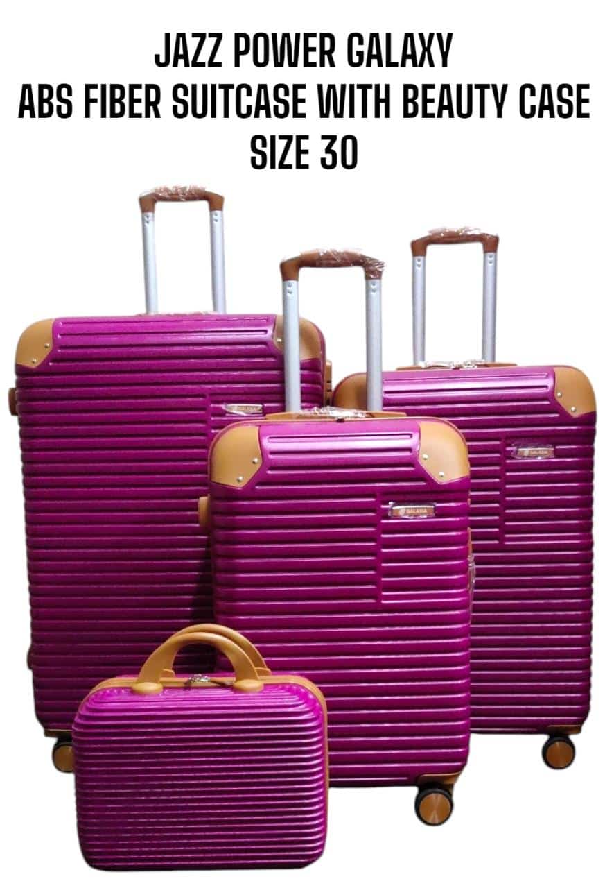 4 IN 1 JAZZ POWER GALAXY DESIGN ABS FIBER SUITCASES (SIZE 30) - 3 Suitcases + 1Beauty Case , High-Quality Fibre Material, Spacious and Organized, Elegant and Professional Look.