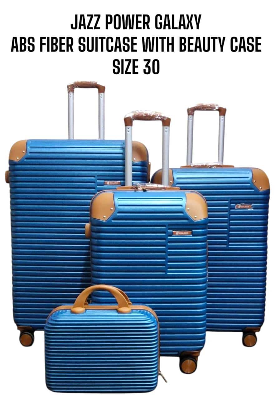 4 IN 1 JAZZ POWER GALAXY DESIGN ABS FIBER SUITCASES (SIZE 30) - 3 Suitcases + 1Beauty Case , High-Quality Fibre Material, Spacious and Organized, Elegant and Professional Look.