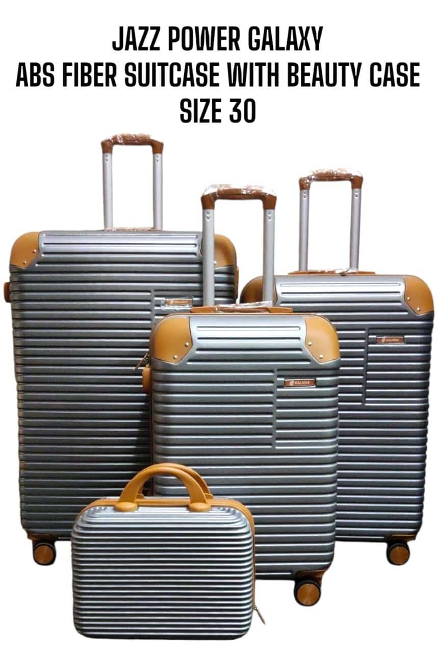 4 IN 1 JAZZ POWER GALAXY DESIGN ABS FIBER SUITCASES (SIZE 30) - 3 Suitcases + 1Beauty Case , High-Quality Fibre Material, Spacious and Organized, Elegant and Professional Look.