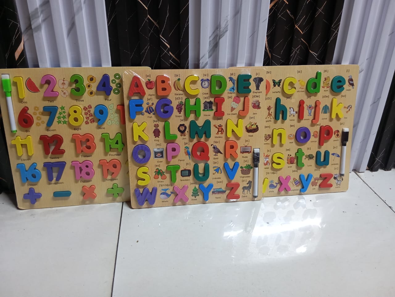 EARLY DEVELOPMENT KID'S WOODEN PUZZLES - Blocks definitely will catch up all kids' attention, This uppercase letters matching board can train toddlers hand-eye, Great early developmental toy .