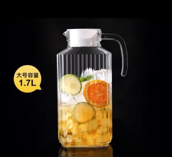 1.7 L HIGH QUALITY BOROSSILICATE WATER JAR - Clear glass handle provides optimum control for spill-free serving, Made from high-quality soda lime glass for lasting performance, Perfect for storing .