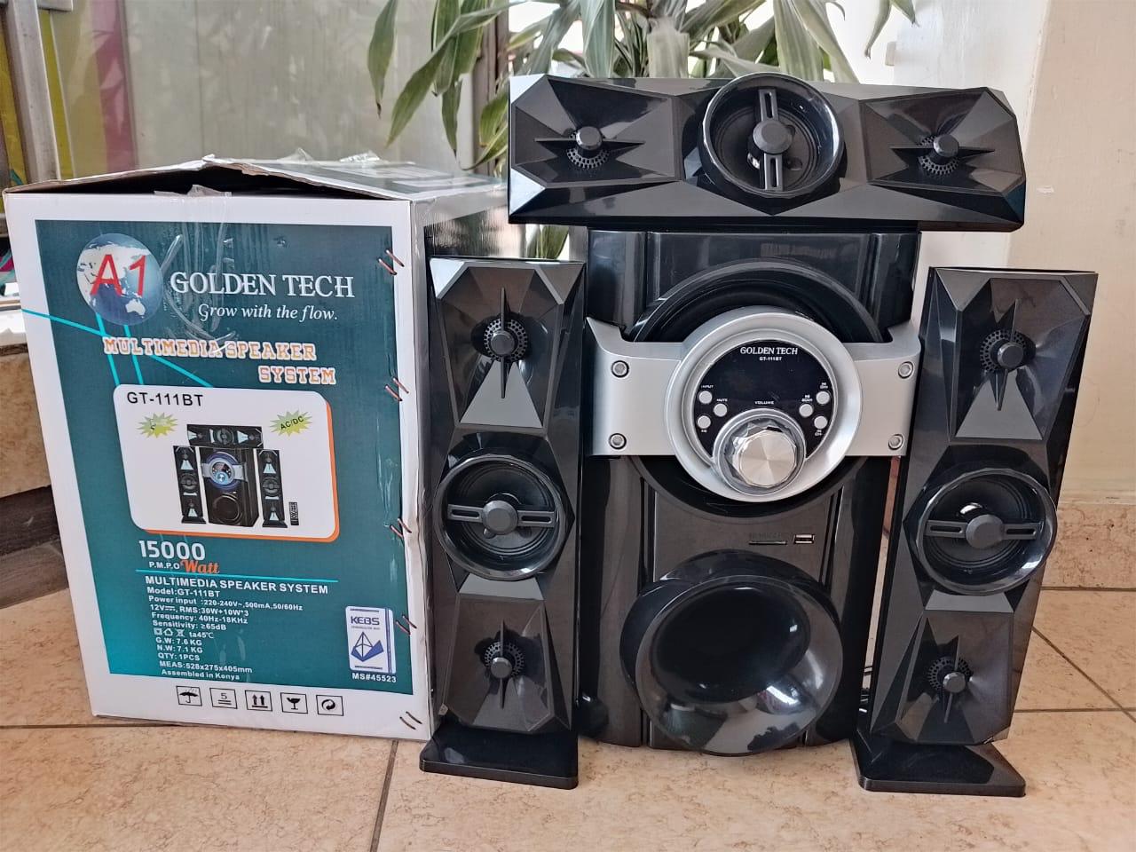 GOLDEN TECH (GT-11 BT) 3.1 CH SUBWOOFER SYSTEM - 15000 PMPO / 3.1CH sub woofer, Bluetooth, Aux/Digital FM ready, USB Support, Remote Control, AC/DC, Amazing Sound .