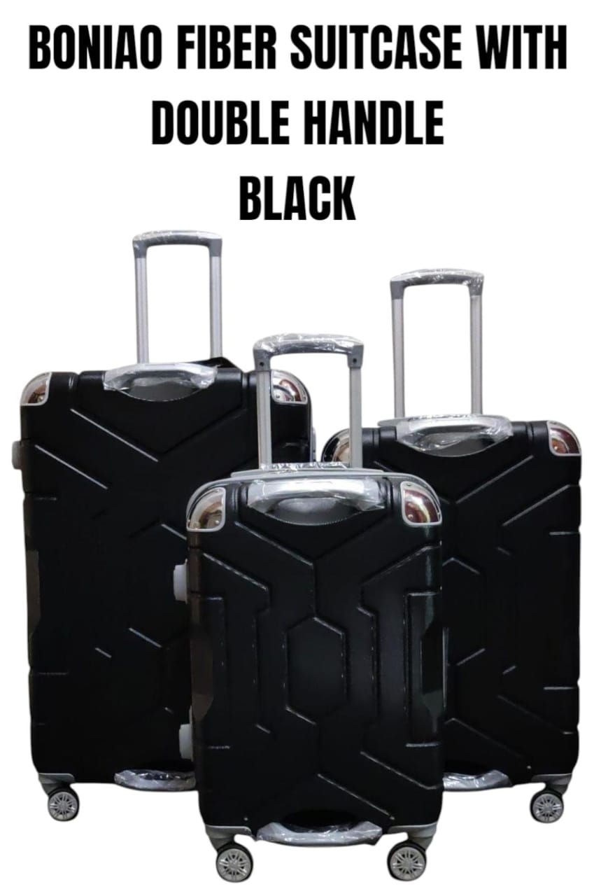 Boniao 3-in-1 Double Handle Fiber Suitcase Set – Large, Medium & Small | Durable Travel Luggage, Premium fiber construction – strong, lightweight, and durable.