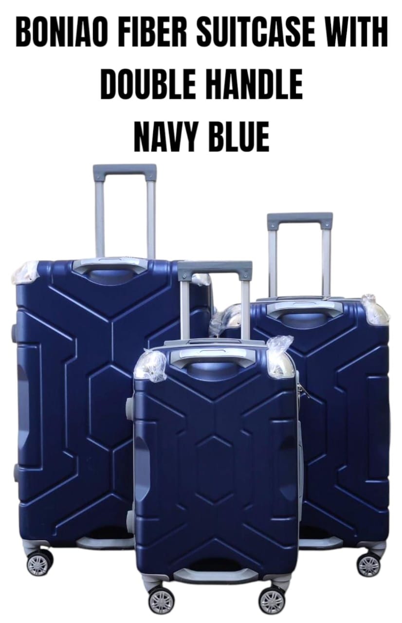 Boniao 3-in-1 Double Handle Fiber Suitcase Set – Large, Medium & Small | Durable Travel Luggage, Premium fiber construction – strong, lightweight, and durable.