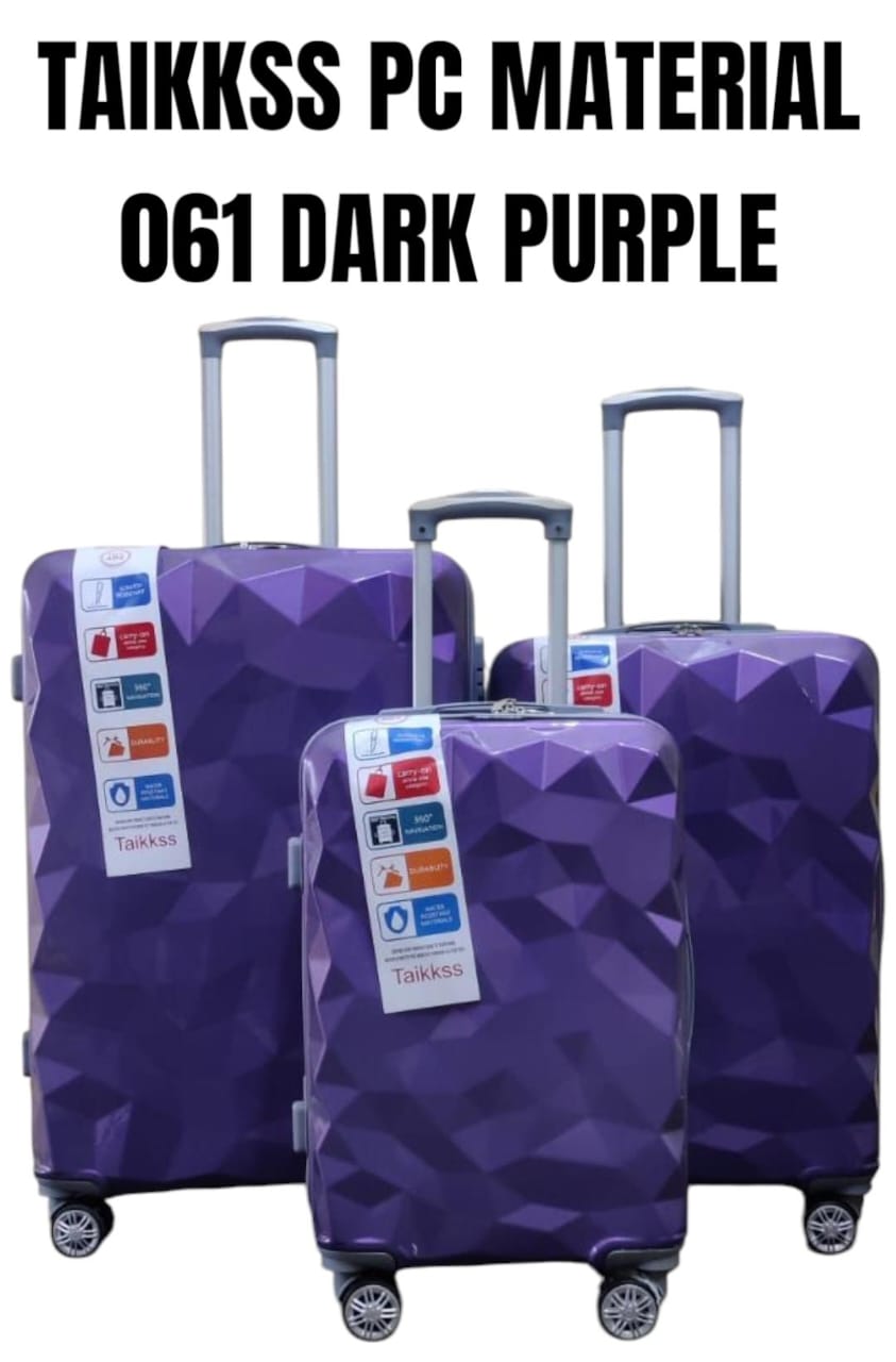 3‑in‑1 TAIKKSS ABS (PC) Suitcase 061‑12 – Expandable Travel Luggage Set, Durable ABS + PC shell for strong impact resistance, 3‑in‑1 set includes small, medium & large suitcases, Smooth 360° wheels.