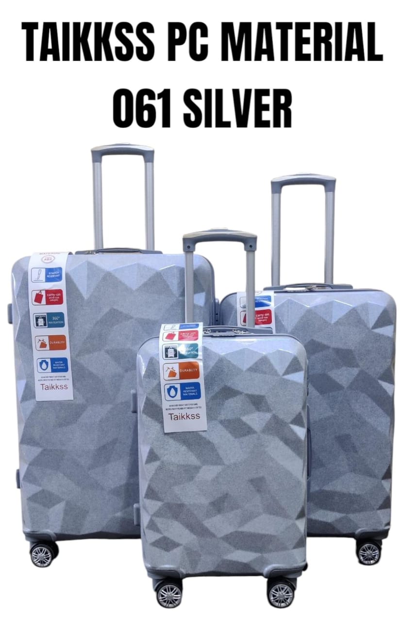 3‑in‑1 TAIKKSS ABS (PC) Suitcase 061‑12 – Expandable Travel Luggage Set, Durable ABS + PC shell for strong impact resistance, 3‑in‑1 set includes small, medium & large suitcases, Smooth 360° wheels.