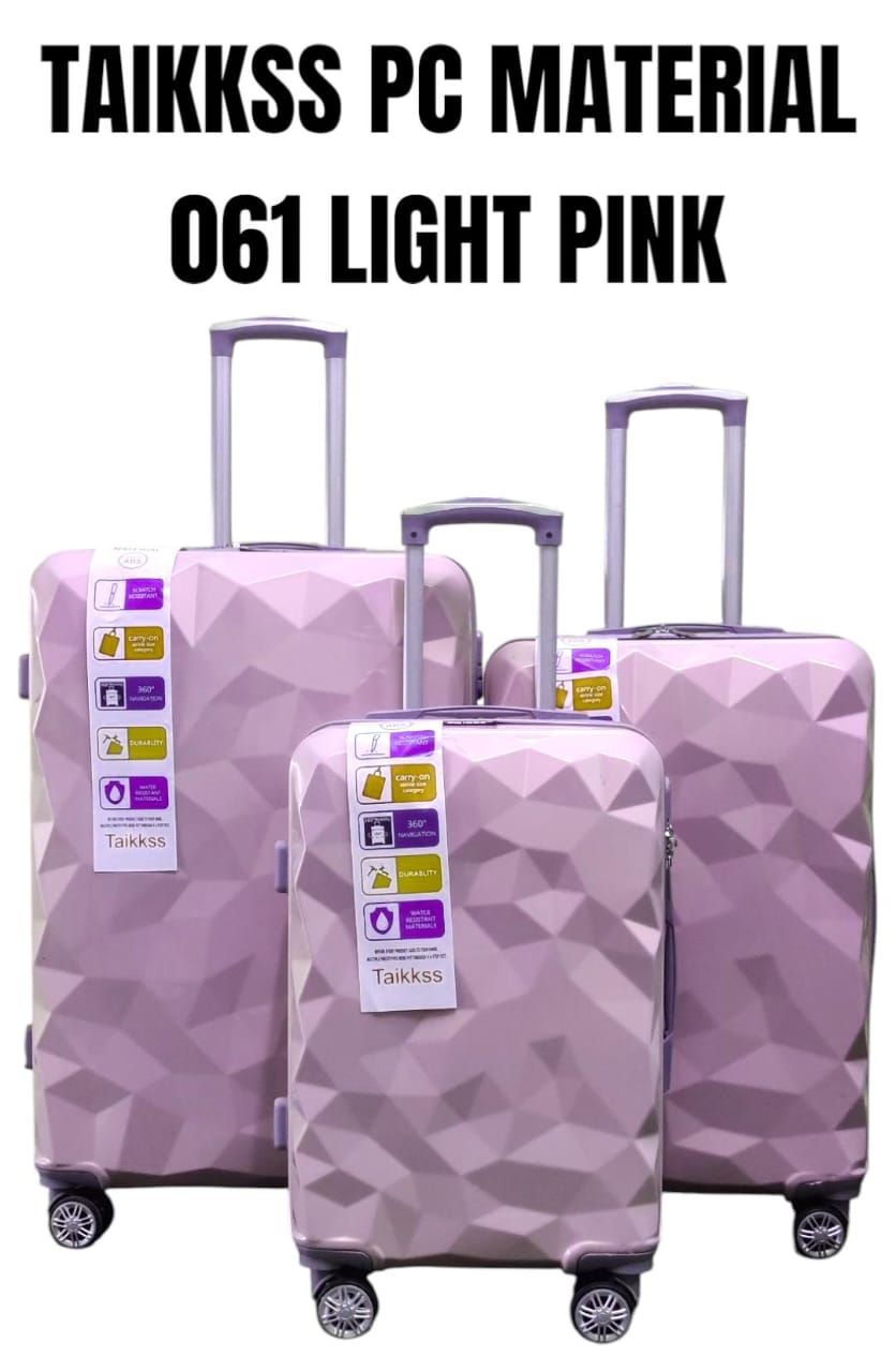3‑in‑1 TAIKKSS ABS (PC) Suitcase 061‑12 – Expandable Travel Luggage Set, Durable ABS + PC shell for strong impact resistance, 3‑in‑1 set includes small, medium & large suitcases, Smooth 360° wheels.