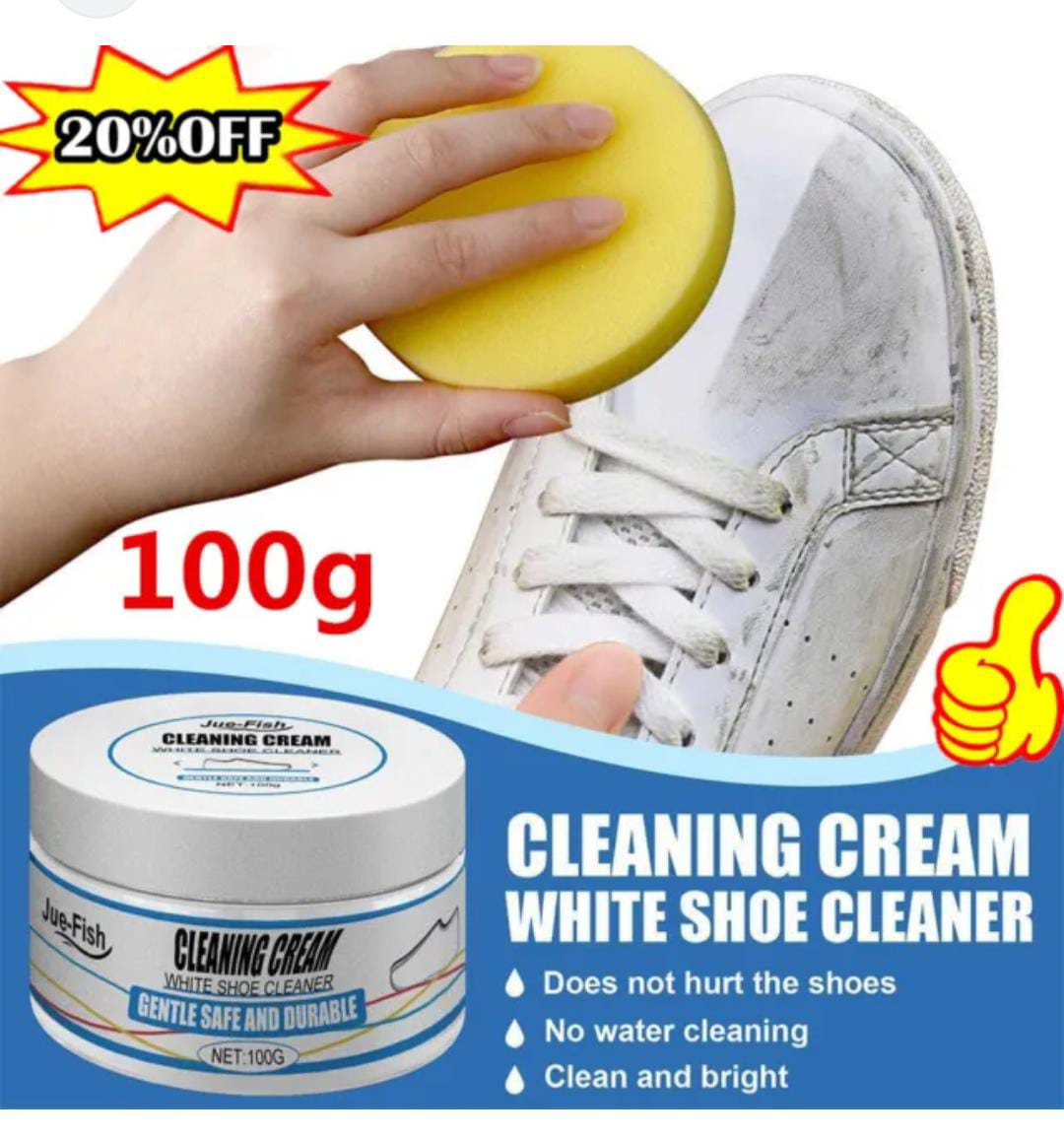 ✅Shoe cream whitening cream, suitable for a variety of white shoes 100g