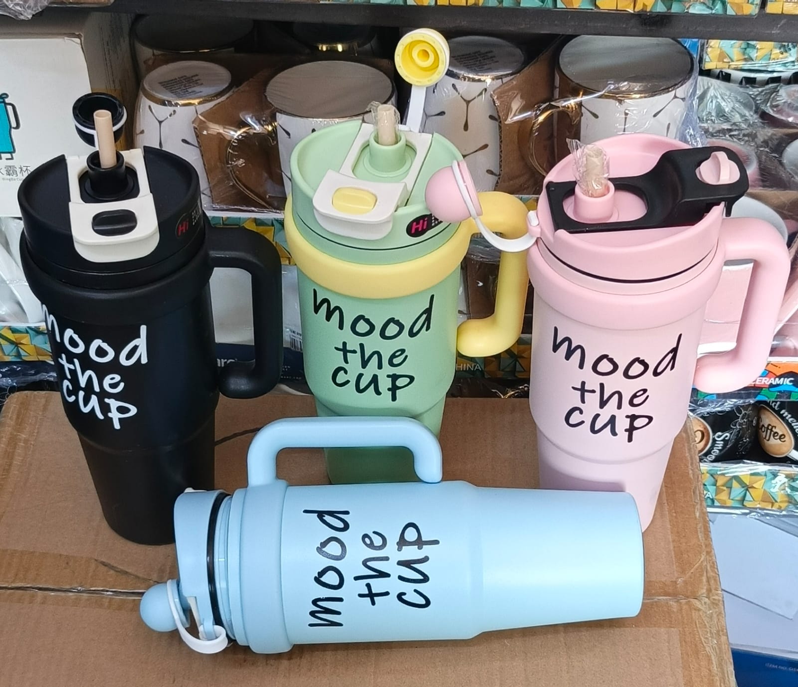 Mood The Cup, Stanley Mug Tumbler With Handle And Straw Lid, Insulated Reusable Stainless Steel Travel Mug Sports Water Bottle