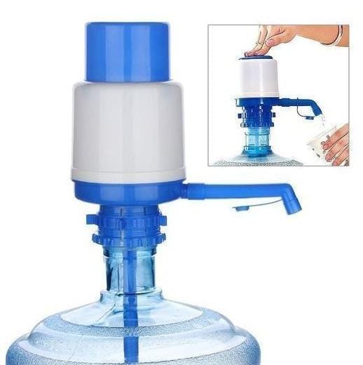 Manual Water Pump The manual hand press pump ensures you don't have to lift heavy water bottles to serve yourself a glass of water. Just a few presses and pap! you have it.