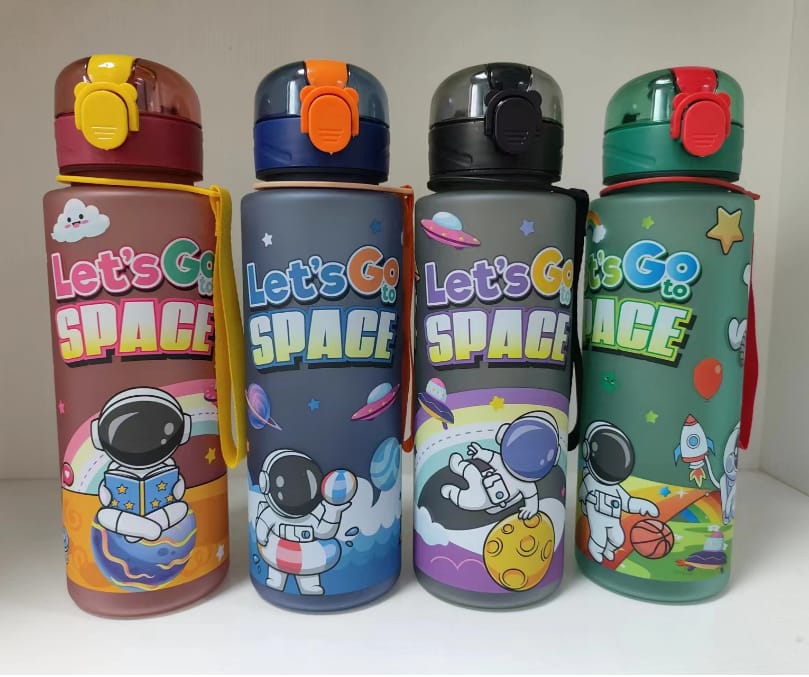 Let's go space bottle Cartoon astronaut plastic space kids water bottle