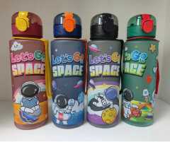 Let's go space bottle Cartoon astronaut plastic space kids water bottle