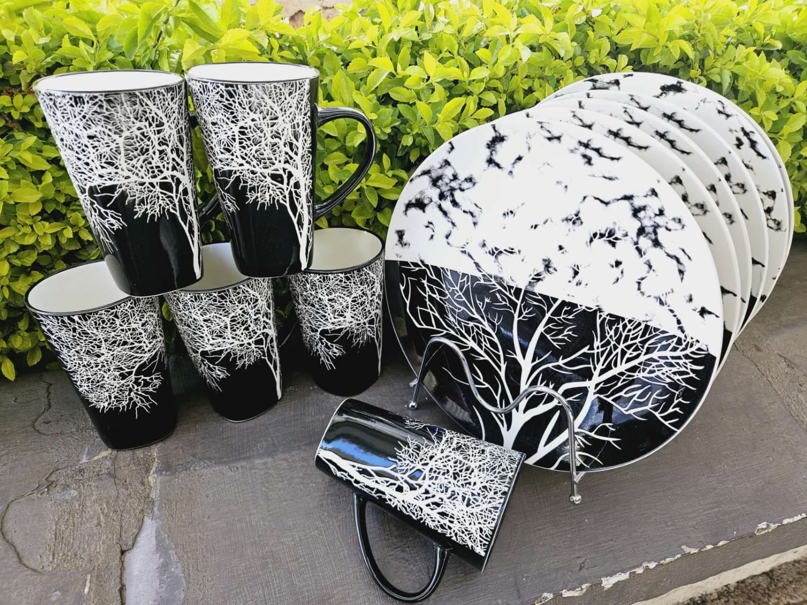 Tree mugs Ceramic Plate And Mug Set Tree Mugs 6pcs Plates 6pcs