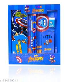 Avengers Gift Set for boys,avengers Theme Pencil Box Set for Kids | Multicore Pen, Scale, Eraser, Sharpner Diary (Stationary Set with avengers Theme Cryons)