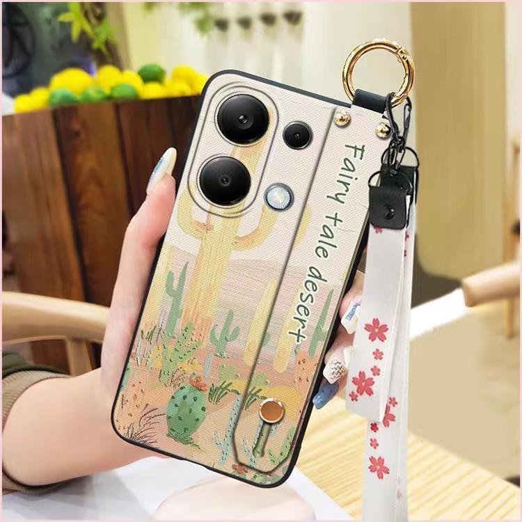 3D Cool Fashion Trendy Wristband Phone Case For Xiaomi Redmi Note 13 Pro -4G/POCO M6 Pro -4G, Hand Strap Soft Holder Cover & Lanyard