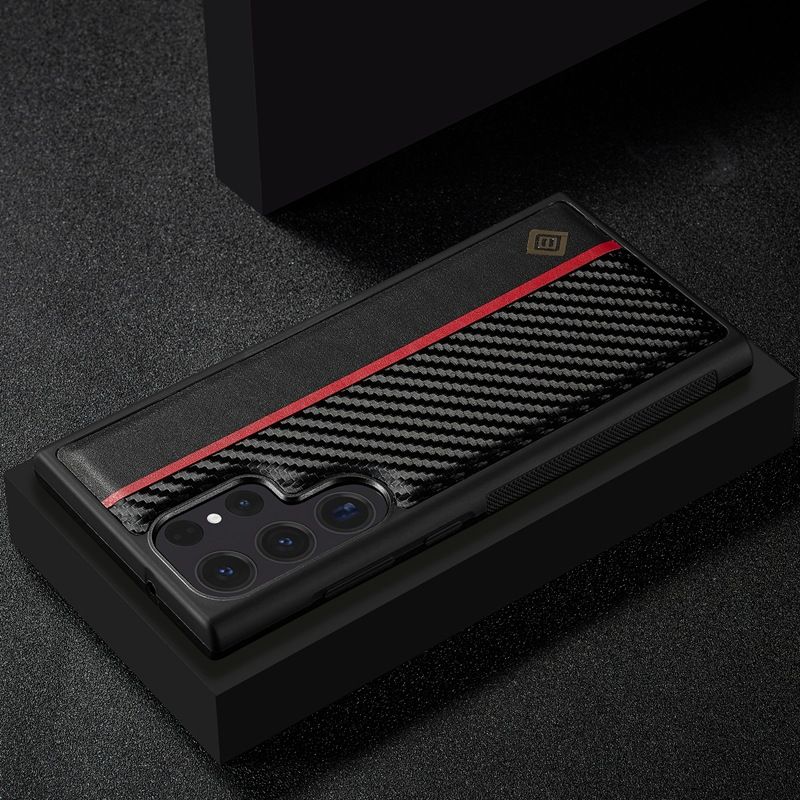 Carbon Fibre PU Leather Business Phone Case For Samsung Galaxy S24 S23 S22 Ultra S21 FE S20 Ulta Note 20 Ultra 10 Plus S10 Plus Scratch-Resistant Non-Slip Protective Cover