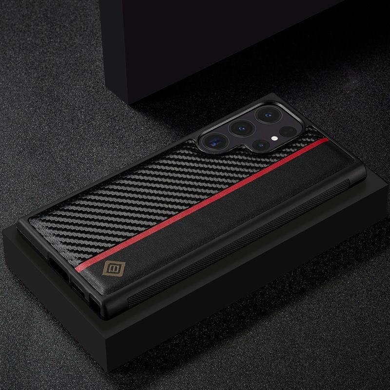 Carbon Fibre PU Leather Business Phone Case For Samsung Galaxy S24 S23 S22 Ultra S21 FE S20 Ulta Note 20 Ultra 10 Plus S10 Plus Scratch-Resistant Non-Slip Protective Cover