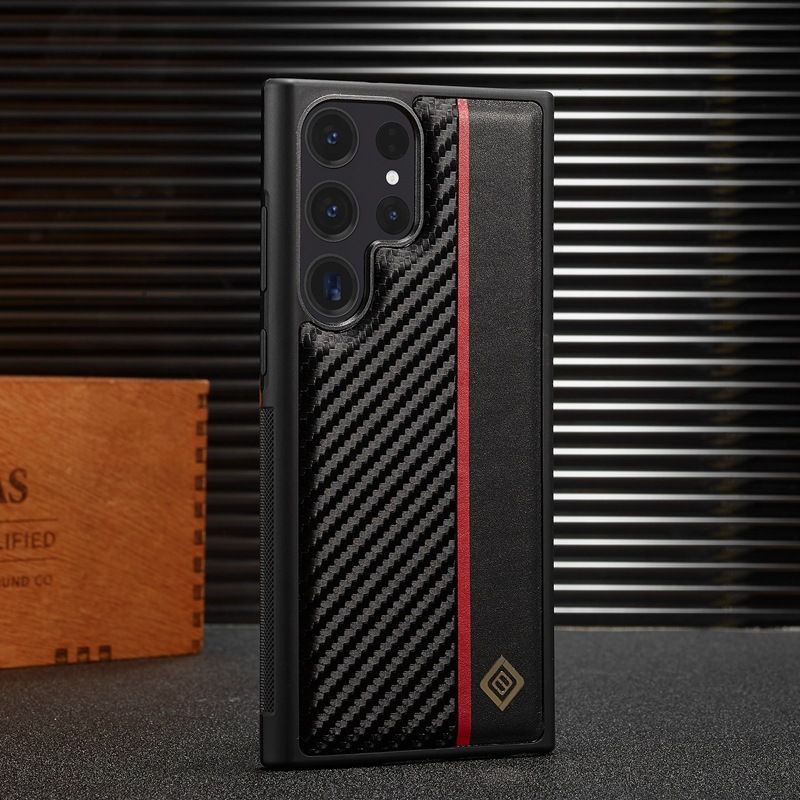 Carbon Fibre PU Leather Business Phone Case For Samsung Galaxy S24 S23 S22 Ultra S21 FE S20 Ulta Note 20 Ultra 10 Plus S10 Plus Scratch-Resistant Non-Slip Protective Cover