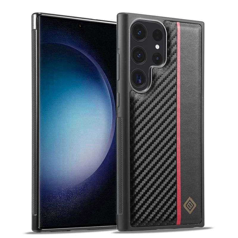 Carbon Fibre PU Leather Business Phone Case For Samsung Galaxy S24 S23 S22 Ultra S21 FE S20 Ulta Note 20 Ultra 10 Plus S10 Plus Scratch-Resistant Non-Slip Protective Cover