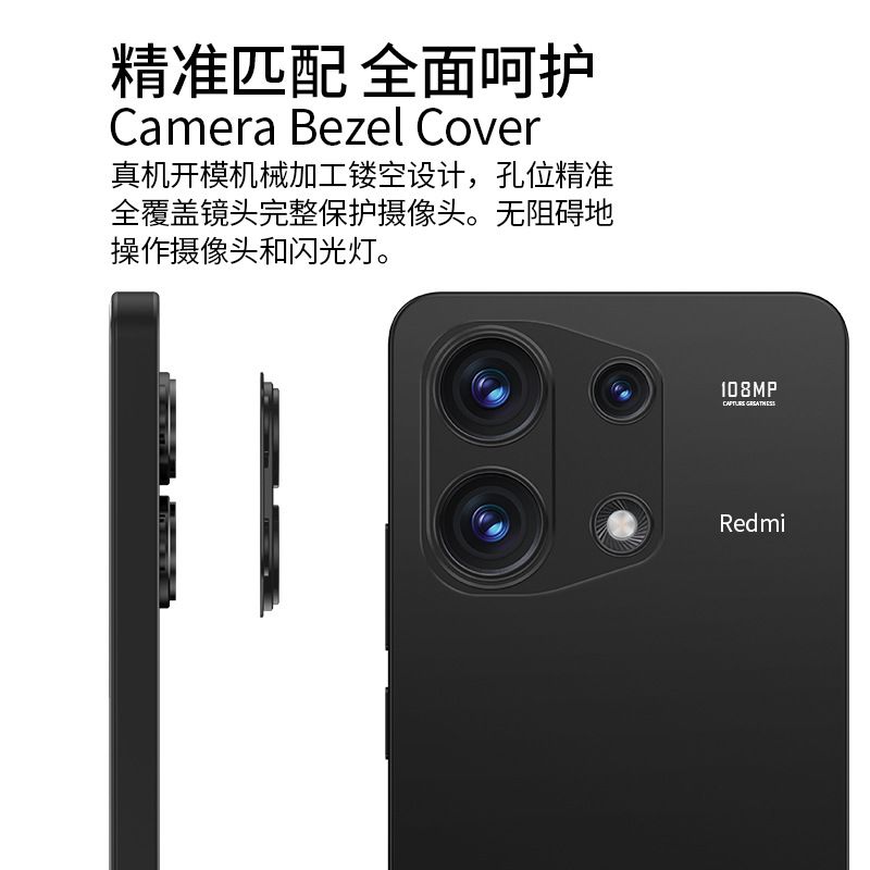 Camera lens Protective Film For Xiaomi Redmi Note 13 -4G  Alloy Camera Cover Without Glass [Barrier Free Shooting] [Protective Case Friendly] [High-Quality Metal]
