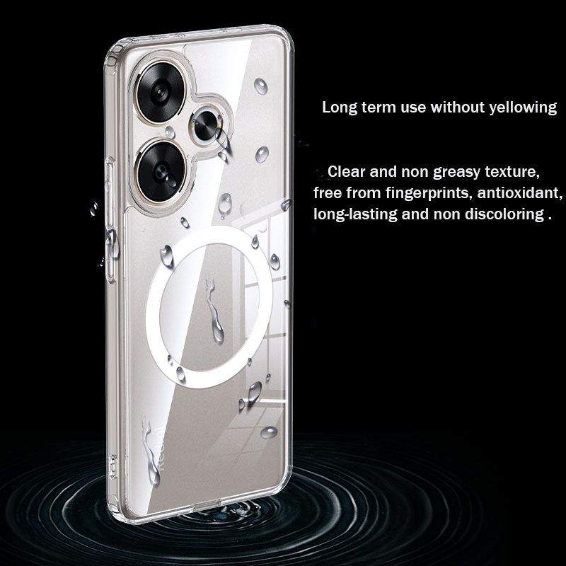 Magnetic Transparent Phone Case For Xiaomi Redmi Turbo 3/ 13 Note 13R POCO M6 X6 F6 Pro F5 X5 Fall prevention Protective Case