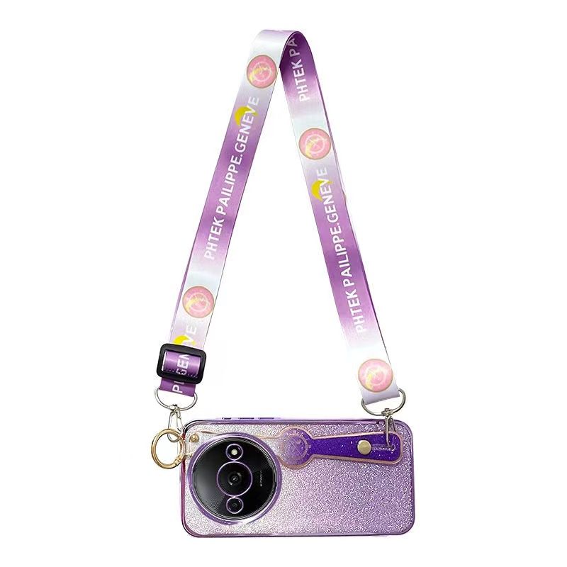 New - Wrist Strap Rope Transparent With Glitter Paper 2 in 1 Phone Case For Xiaomi Redmi A3X A3 Protective Back Cover