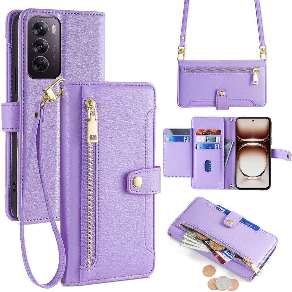 Fashion Multifunctional Leather Flip Cover For OPPO Reno 12 Pro -5G Shockproof Magnetic PU Leather Lanyard Protection Case