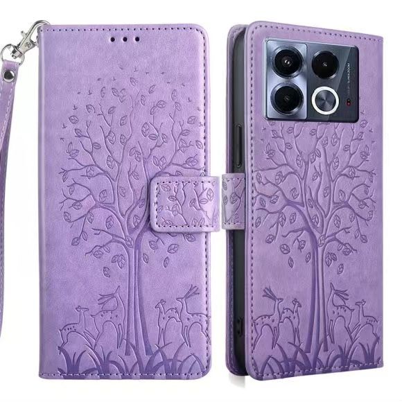 Wallet Leather Cover For Infinix Note 40 -4G, Note 40 Pro -5G, Note 40 Pro+ Plus -5G, Note 40 Pro -5G Magnetic Closure with Hand Strap
