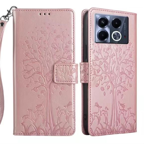 Wallet Leather Cover For Infinix Note 40 -4G, Note 40 Pro -5G, Note 40 Pro+ Plus -5G, Note 40 Pro -5G Magnetic Closure with Hand Strap