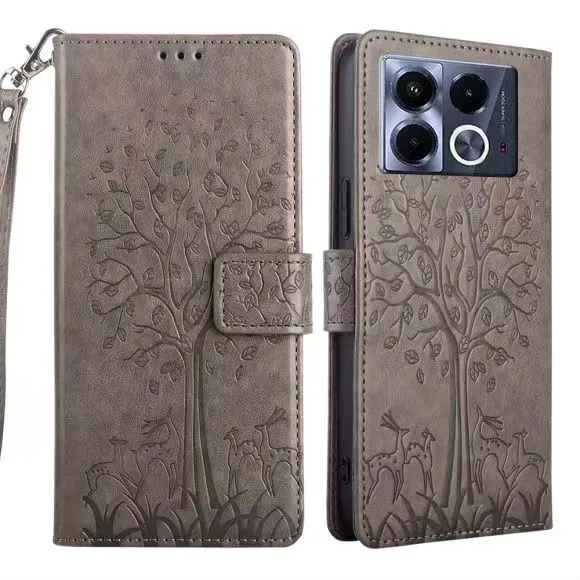Wallet Leather Cover For Infinix Note 40 -4G, Note 40 Pro -5G, Note 40 Pro+ Plus -5G, Note 40 Pro -5G Magnetic Closure with Hand Strap