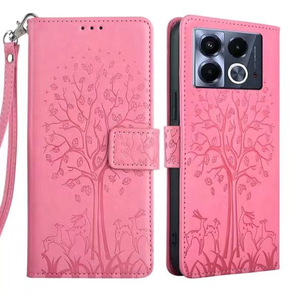 Wallet Leather Cover For Infinix Note 40 -4G, Note 40 Pro -5G, Note 40 Pro+ Plus -5G, Note 40 Pro -5G Magnetic Closure with Hand Strap