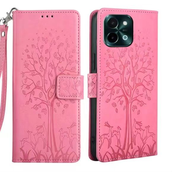 Wallet Leather Cover For Vivo Y28 -4G Magnetic Closure with Hand Strap