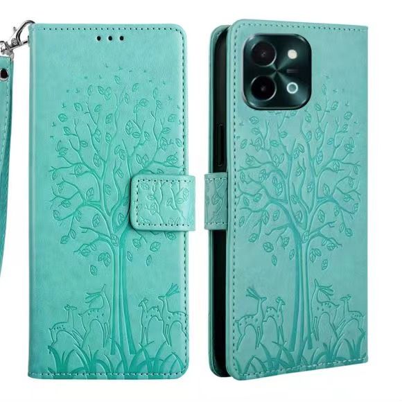 Wallet Leather Cover For Vivo Y28 -4G Magnetic Closure with Hand Strap