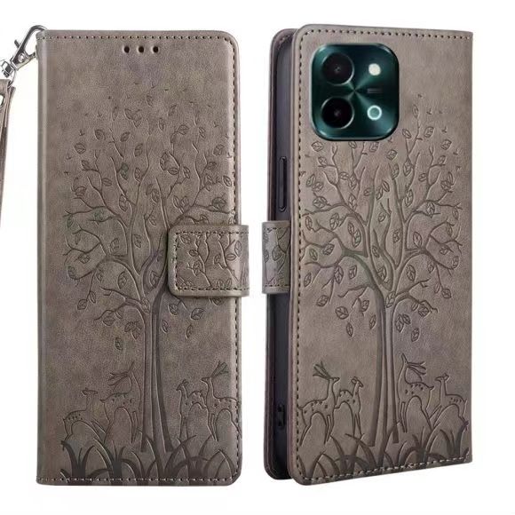 Wallet Leather Cover For Vivo Y28 -4G Magnetic Closure with Hand Strap