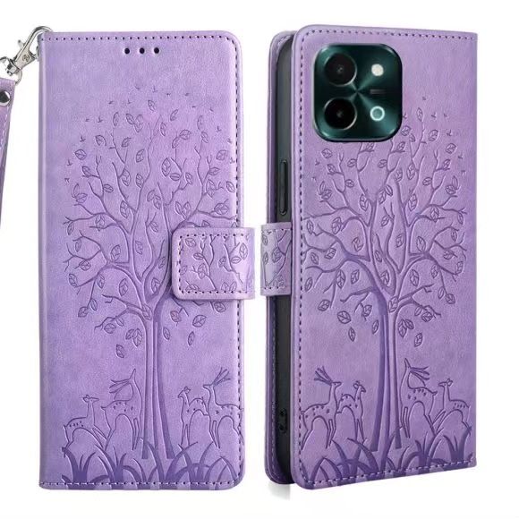 Wallet Leather Cover For Vivo Y28 -4G Magnetic Closure with Hand Strap