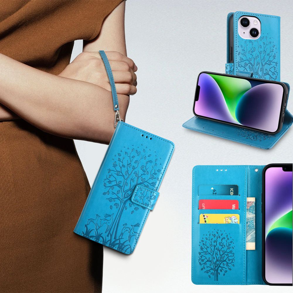Wallet Leather Cover For Vivo Y28 -4G Magnetic Closure with Hand Strap