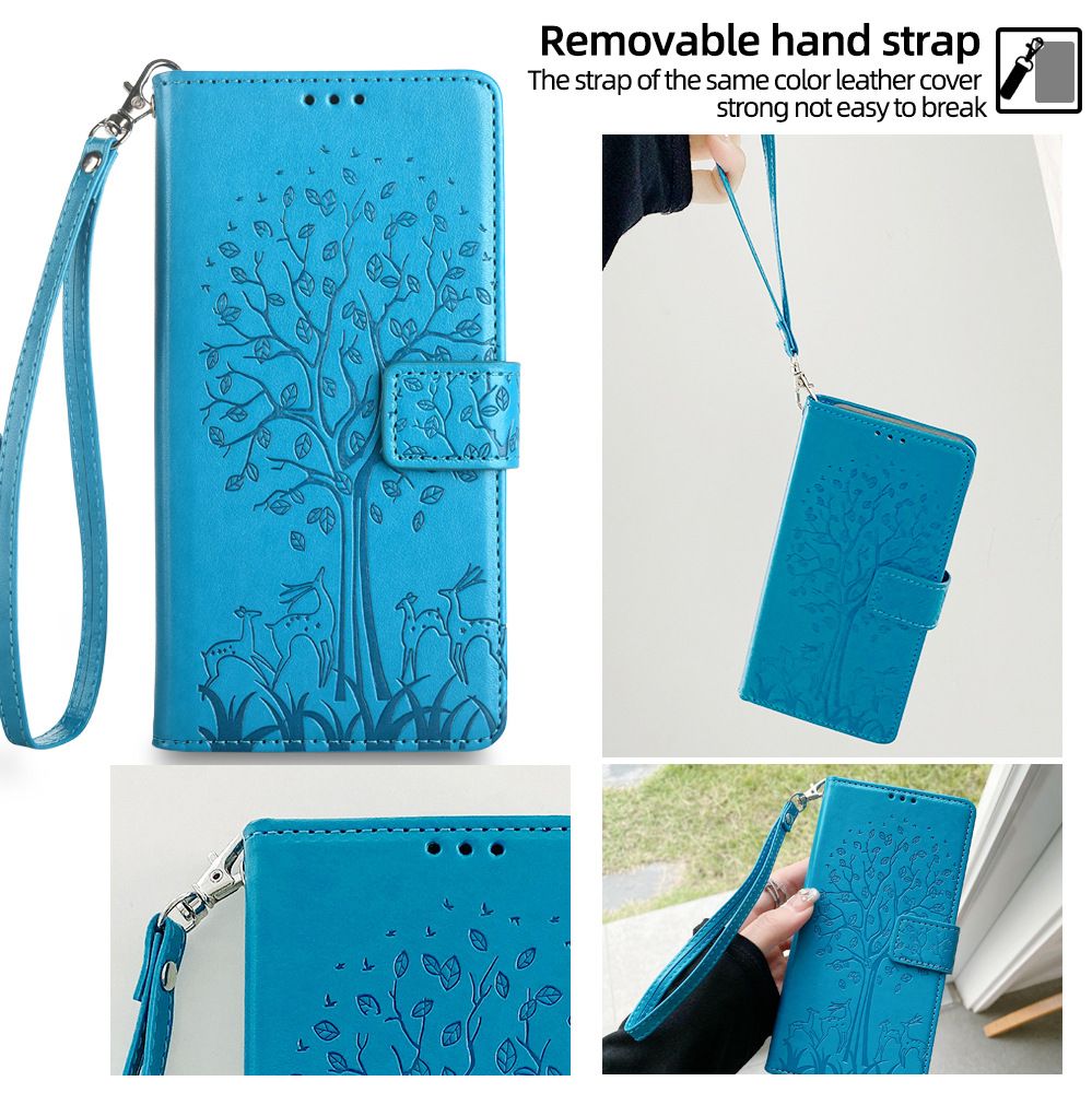 Wallet Leather Cover For Vivo Y28 -4G Magnetic Closure with Hand Strap