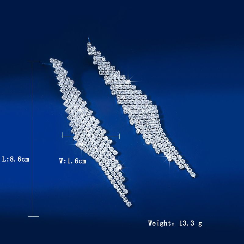 Sexy Tassel Diamond Earrings Female Temperament Long Full Diamond Earrings Rhinestone Earrings