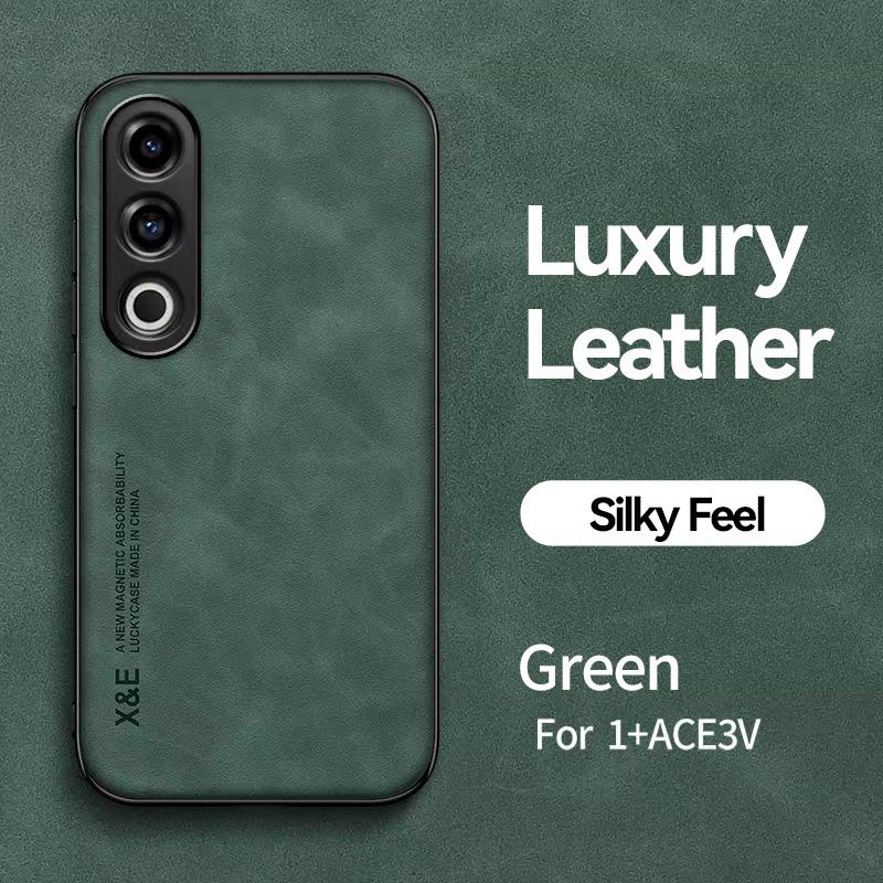 Business Luxury Sheepskin Pattern Leather Invisible Car Mounted Magnetic Phone Case For OnePlus Ace 3V -5G, Shockproof Protective Case