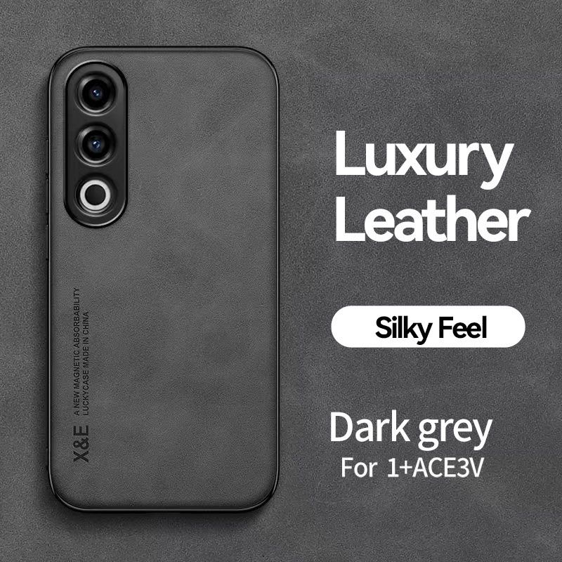 Business Luxury Sheepskin Pattern Leather Invisible Car Mounted Magnetic Phone Case For OnePlus Ace 3V -5G, Shockproof Protective Case
