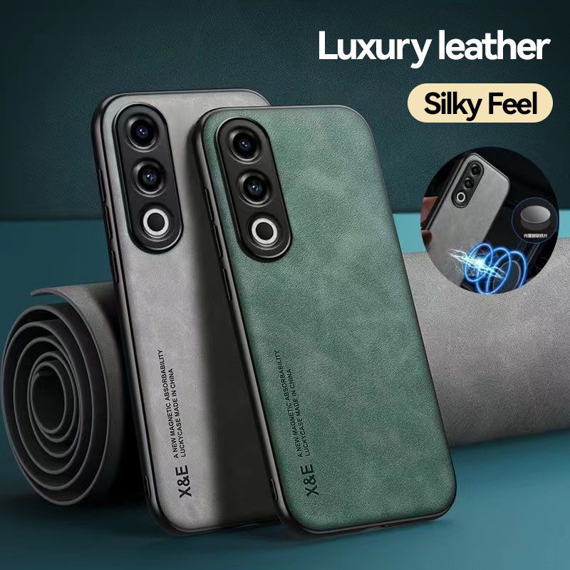 Business Luxury Sheepskin Pattern Leather Invisible Car Mounted Magnetic Phone Case For OnePlus Ace 3V -5G, Shockproof Protective Case