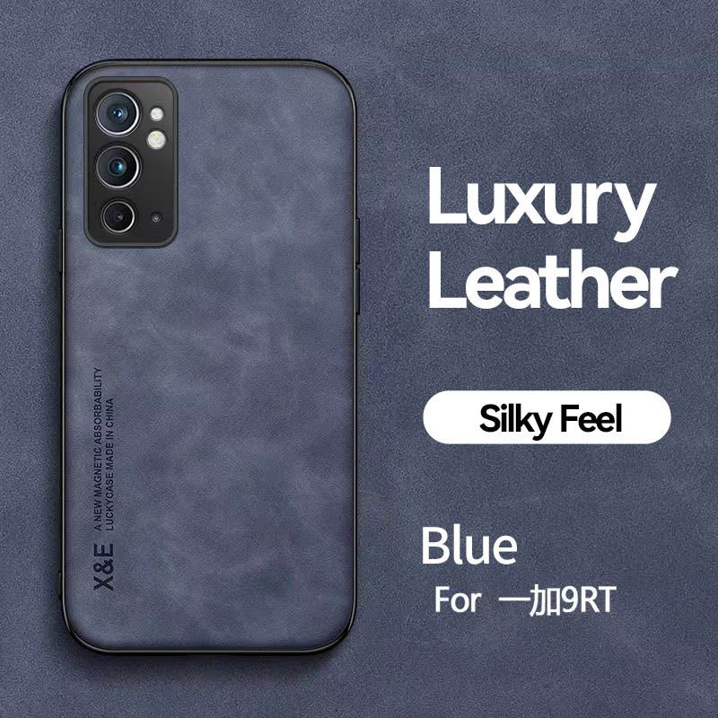 Business Luxury Sheepskin Pattern Leather Invisible Car Mounted Magnetic Phone Case For OnePlus 9RT -5G, Shockproof Protective Case