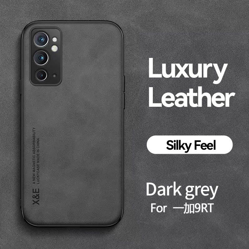 Business Luxury Sheepskin Pattern Leather Invisible Car Mounted Magnetic Phone Case For OnePlus 9RT -5G, Shockproof Protective Case