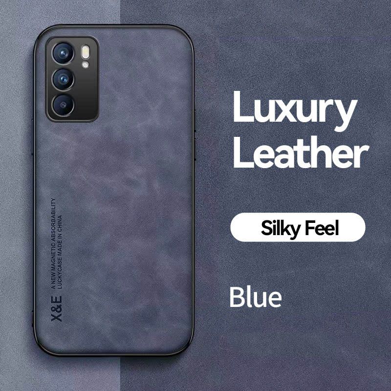 Business Luxury Sheepskin Pattern Leather Invisible Car Mounted Magnetic Phone Case For OPPO Reno 6 -5G, Shockproof Protective Case
