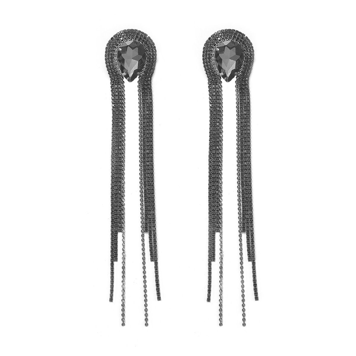 Fashion Earrings Full Diamond Long Tassel Crystal Earrings Women Exaggerated Dinner Dress Banquet Earrings